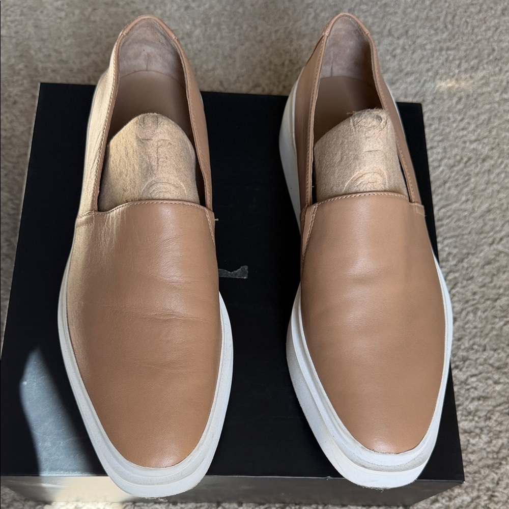 Via Spiga Tan Slip-On Leather Moccasins